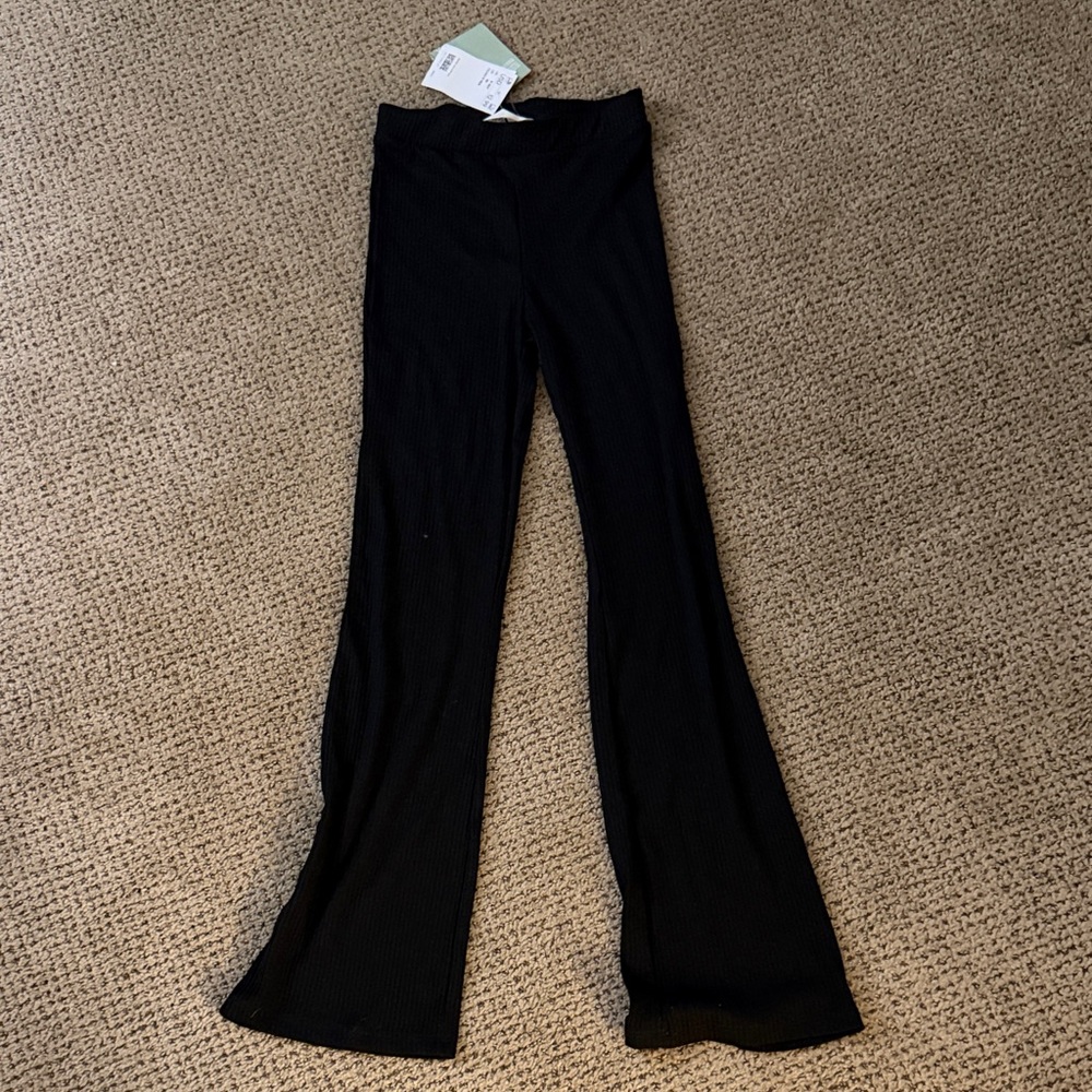 H&M Black Ribbed Flare Leggings